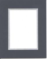 Pack of 5 11x14 Navy Blue & Silver Double Picture Mats Cut for 8x10 Pictures