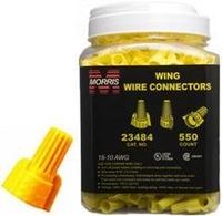 Morris Products Winged Twist Connectors - For Connecting Electrical Wiring - Flame Retardant Housing, Heavy Duty - Yellow - Max: 3 #12, Min: 2 #18 Wire Combinations - Pack of 1