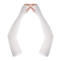 Compression Arm Sleeve for Men Women Youth - UV Sun Protection Sleeves Hand Cover Style with Thumb Holes - Cooling Aqua X Extreme Soft Skin Touch Feeling Fabric - for Running in Summer 2 Pair F-White