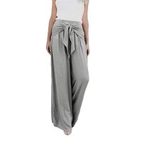 Vendaje atado Pantalones anchos de Cintura alta Pantalones Largos Pantalones Casuales de Verano Gray