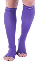 Doc Miller Open Toe Compression Stockings - 1 Pair 20-30 mmHg Strong Graduated Support for Circulation Surgery Recovery Varicose Veins Lymphedema (Violet, 3XL Tall)