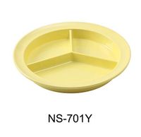 Yanco NS-701Y Nessico 3-Compartment Deep Plate, 8.75" Diameter, Melamine, Yellow Color, Pack of 24