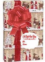 Kraft Reindeer Christmas Tree Woodland Santa Holiday/Christmas Deluxe- Gift Wrap Wrapping Paper with Gift Tags and Bows