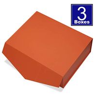 Cohaja Matte Orange Gift Box with Magnetic Lid | 3 Pack | 12 x 9 x 4 Inch | Multiple use | Decorative Gift or Storage Boxes for Groomsmen Proposal, Favors, Weddings, Office and More