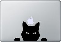 Cat Peeking Decal Vinyl Sticker|Cars Trucks Vans Walls Laptop|BLACK|5.5 in|CCI365