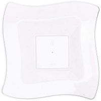 Fineline Settings 10-Piece Wavetrends Square-Wave China-Like Bowls, 5-Ounce, Clear