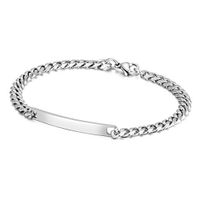Zysta Free Engraving - Personalized Custom Mens Stainless Steel Silver Medical ID Tag, His and Hers Hexagonal Curb Chain Lover Bracelet Link 7.5" Gift
