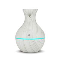 Depnee Small 130ml Cool Mist Humidifier, USB Mini Ultrasonic Essential Oil Aroma Diffuser with Waterless Auto Shut-Off, 7 Color LED Lights for Home Office Car Travel (White Wood Grain)
