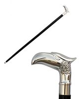 Wooden Walking Stick Cane Carved Elephant Silver Brass Handle