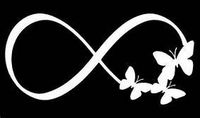 Chase Grace Studio Infinity Symbol Butterflies Vinyl Decal Sticker|WHITE|Cars Trucks Vans SUV Laptops Wall Art|5.5" X 3"|CGS302