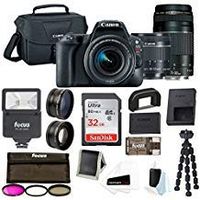 Canon EOS Rebel SL2 DSLR Camera with 18-55mm Lens Bundled with 75-300mm Lens, Backpack, Two 32GB SD Cards, and Accessories (11 Items)