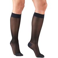Truform Sheer Compression Stockings, 15-20 mmHg, Women's Knee high Length, 20 Denier, Charcoal, Large