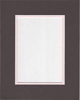 16x20 Chocolate Brown and Pink Double Picture Mat, Bevel Cut for 12x16 Picture or Photo