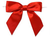 Pre-Tied Satin Gift Bows - Red 5" Pre-Tied Satin Bows with 6" Twist Ties~ 1-1/2" Ribbon (12 Packs; 12 Bows) - WRAPS-26212