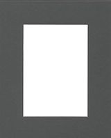 Pack of (5) 11x14 Acid Free White Core Picture Mats Cut for 8x10 Pictures in Slate Grey