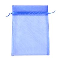 Texplus 100Pcs Drawstring Organza Gift Candy Jewelry Party Pouch Bags (Blue, 7"Wx9"L)