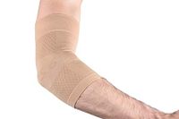 OrthoSleeve ES6 Elbow Bracing Sleeve (One Sleeve) relieves Tennis and Golfer's Elbow Pain, General Elbow Pain, Forearm Pain and Reduces Swelling (Natural, Medium)