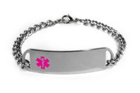 Custom Engraved Medical ID Alert Bracelet with Embossed Emblem. D-Style, Premium Series.