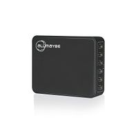 6-Port USB wall Charger, Allmaybe CU6 60W 2.4A Worldwide Travel Wall Charger Adapter Black for iPhones, Moto Nexus Bluetooth Speaker Headset & Power Bank with Power Cable