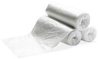 Fit 10 Gallon 37 Liter Soft Small Trash Plastic Bag Can Liner Janitorial Commerical Business Home Office Kitchen Bedroom Bathroom Snack Coffee Garbage for Soft Trash, 24" x 24", 6Mic, NAT- 150/Pack