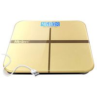DPPAN Digital Body Weight Bathroom Scale, USB Charging Tempered Glass High Precision Measurements,Gold