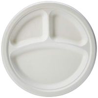 AmazonBasics Compostable 3-Compartment Plates, 9-Inches, Pack of 125