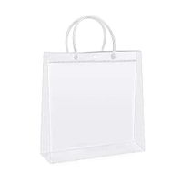 Sdootjewelry Clear Gift Bags with Handles, 36 Pack Heavy Duty Plastic Gift Bags Bulk, 9.8 x 3.1 x 9.8" Transparent PVC Shopping Tote Bags, Gift Wrap Bags