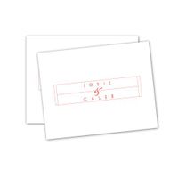 Modern Box Personalized Note Cards - Red