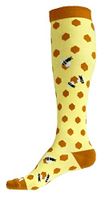 Compression Socks Women & Men 20-30mmhg by Wave (Honey Bees, L/XL)