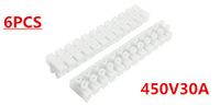6pcs 450V 30A 12P Double Row Covered Barrier Screw Terminal Block Strip