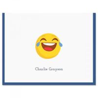 Personalized Navy LOL Emoji Kids Note Cards - Set of 24, 4-1/4" x 5-1/2" Blank-Inside notecards