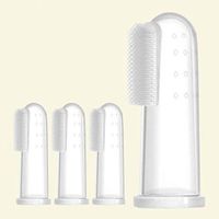 Ugthe Infant Products 2Pcs Baby Infant Toothbrush Silicone Finger Cot Cover Tongue Cleaning Brush Tool