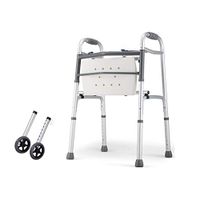 Rolling Walkers Walker Thick Aluminum Walker Foldable Elderly Disabled Four Corner Auxiliary Walker (Color : White, Size : 505082cm)