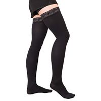 +MD Non-slip Medical Graduated Compression Socks 15-20mmHg Thigh High Support Socks for Women - Varicose Veins, Blood Circulation, Air Travel BlackL