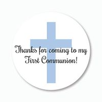 40ct - 2" First Communion Stickers, Thanks for Coming Labels, Choose Your Color (#296-B)