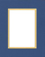 Pack of (5) 11x14 Double Acid Free White Core Picture Mats Cut for 8x10 Pictures in Royal Blue and Yellow