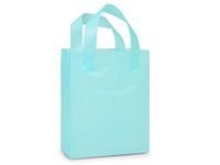 Reusable Frosted Color Bags - Cub Aqua Frosted Plastic Bags Bulk Shopping Bags 8x4x10" (200 Bags Per Pack) - Wraps-BCAQP