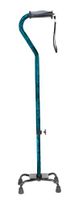 Drive Medical Adjustable Height Aluminum Small Base Quad Cane with Comfortable Gel Hand Grip, Blue Crackle
