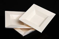 Home Value 12oz Elegant Square Plastic Bowl, Ivory and Silver, 120 Count