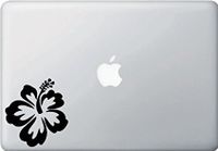 Hawaiian Hibiscus Flower Decal TWO PACK Vinyl Sticker|MacBook Laptop Computer Cars Trucks Vans Walls| BLACK |4 x 3.5 in|CCI861
