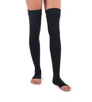 Jomi Compression, Unisex, Thigh High Stockings Collection, 30-40mmHg Premiere Surgical Weight Open Toe - Petite 365 (X-Large, Black)