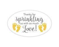 Oval Baby Shower Stickers, Thanks for Showering us, Girl Boy and Gender Neutral Shower Stickers (#681-2-YL-OV)