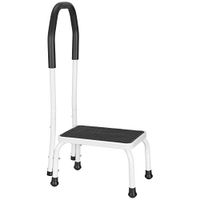 Ollieroo Step Stool Steel Support Ladder with Cushion Grip Handle, Non Skid Rubber Platform One Step 330-Pound Capacity (Black+White)