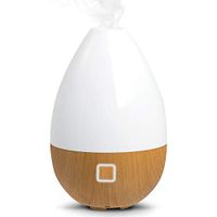 SHARPER IMAGE Essential Oil Aromatherapy Mist Diffuser, 6 Ounce Capacity, Faux Light Wood Base & White Top