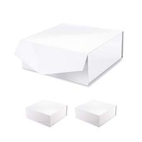 MALICPLUS 3 Gift Boxes 1０x1０x4 Inches, Square Large Gift Boxes with lids, Bridesmaid Proposal Boxes, Sturdy Boxes Storage Boxes Collapsible Magnetic Closure Gift Boxes (Glossy White Embossing)