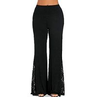 Pants for Women,Chic Work High Waist Lace Insert Wide Leg Pants Leggings Loose Trousers
