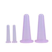 HEALLILY 4PCS Silicone Cupping Cups Massage Therapy Cupping Set Body Facial Anti Cellulite Cups(Purple)