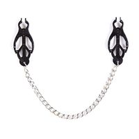 HZS Portable Design Three-Leaf Nipple Clamp Silver Chain Black/Silver Clip Teat Mimi Light Tongs Alternative Toy Bundled Binding Supplies T-Shirt (Color : Black+Silver)