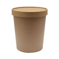 Eco Friendly Microwavable Kraft Soup Bowls | Disposable Food To-Go Containers-Soup Containers With Airtight Lids. Great For Restaurants, Take Outs, Or To-Go Lunch 25/Pack (32 oz, Brown)