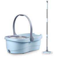 Blue Spin Mop Bucket System, Spin Mop Replacement Microfiber Mop Head, Automatic Cleaning And Drying, Self Wringing Mop (Size : 6 mop head)